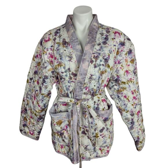 J. Crew X Flora Obscura Floral Quilted Reversible Wrap Jacket PrimaLoft Size L - Picture 3 of 16